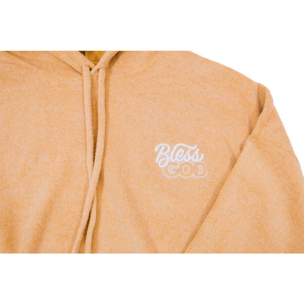 Heather Mustard Bless God Embroidered Hoodie