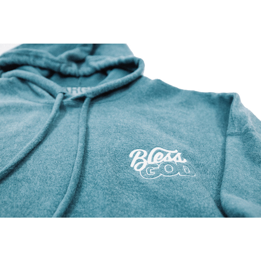 Heather Slate Bless God Embroidered Hoodie