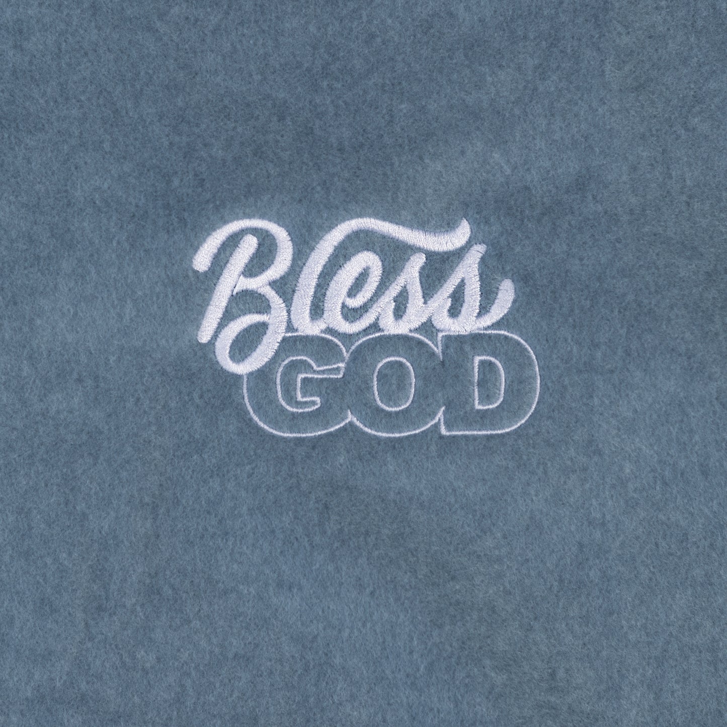 Heather Slate Bless God Embroidered Crewneck
