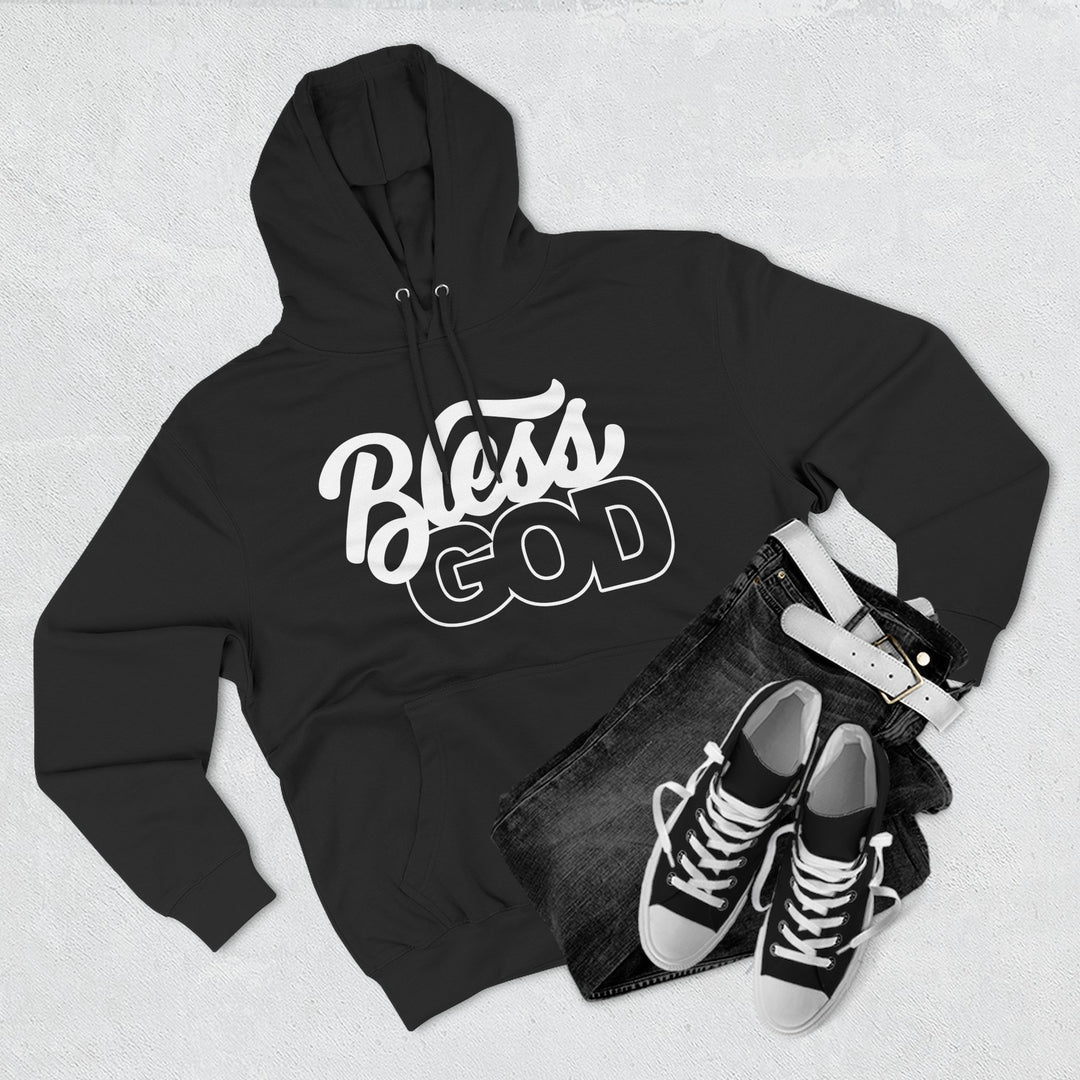 Bless God Three-Panel Fleece Hoodie - Stylish Faith-Inspired Apparel