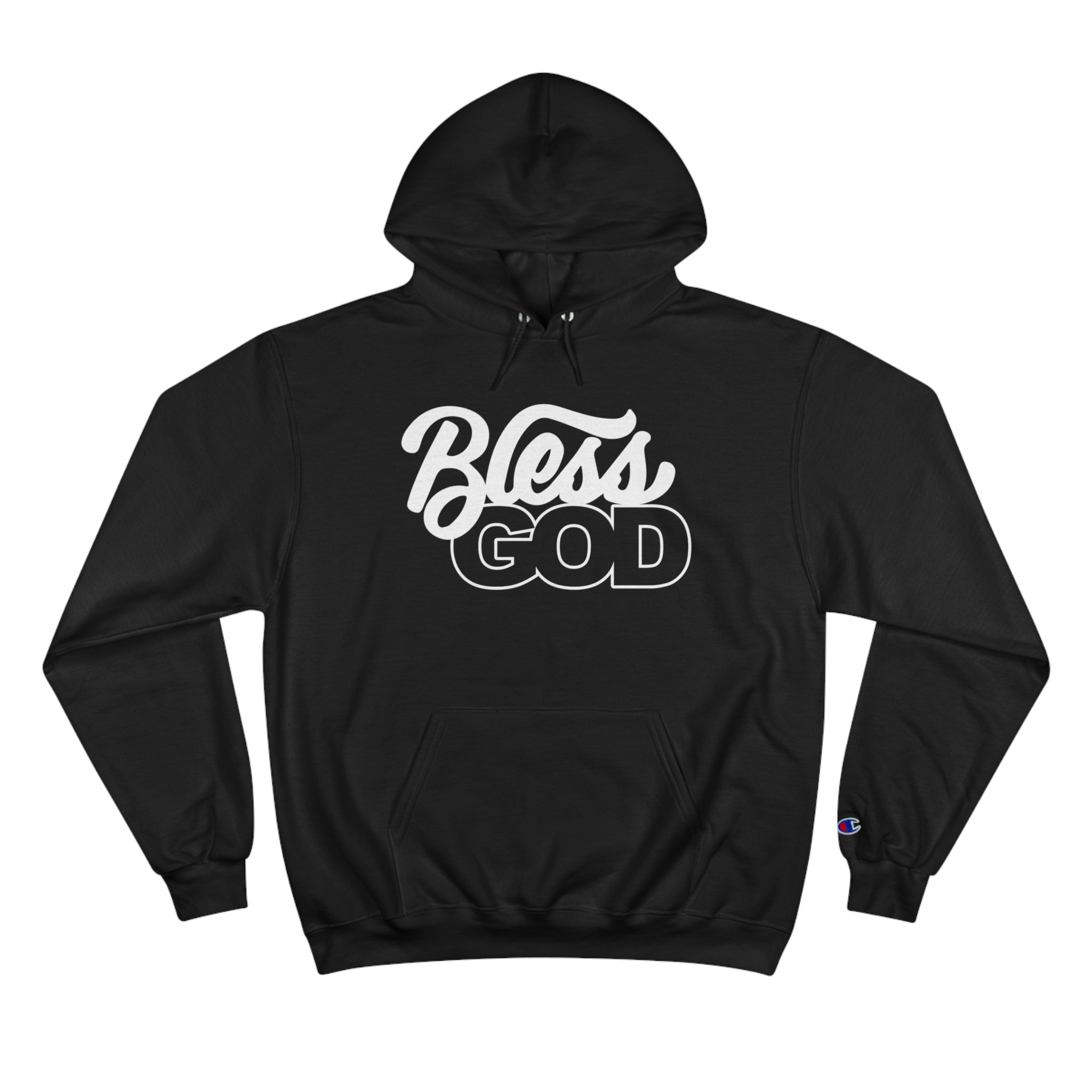 Printify Bless God Champion Hoodie Black 3XL