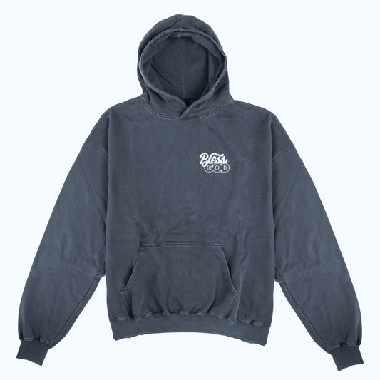 French Terry Bless God Embroidered HeavyWeight Hoodie
