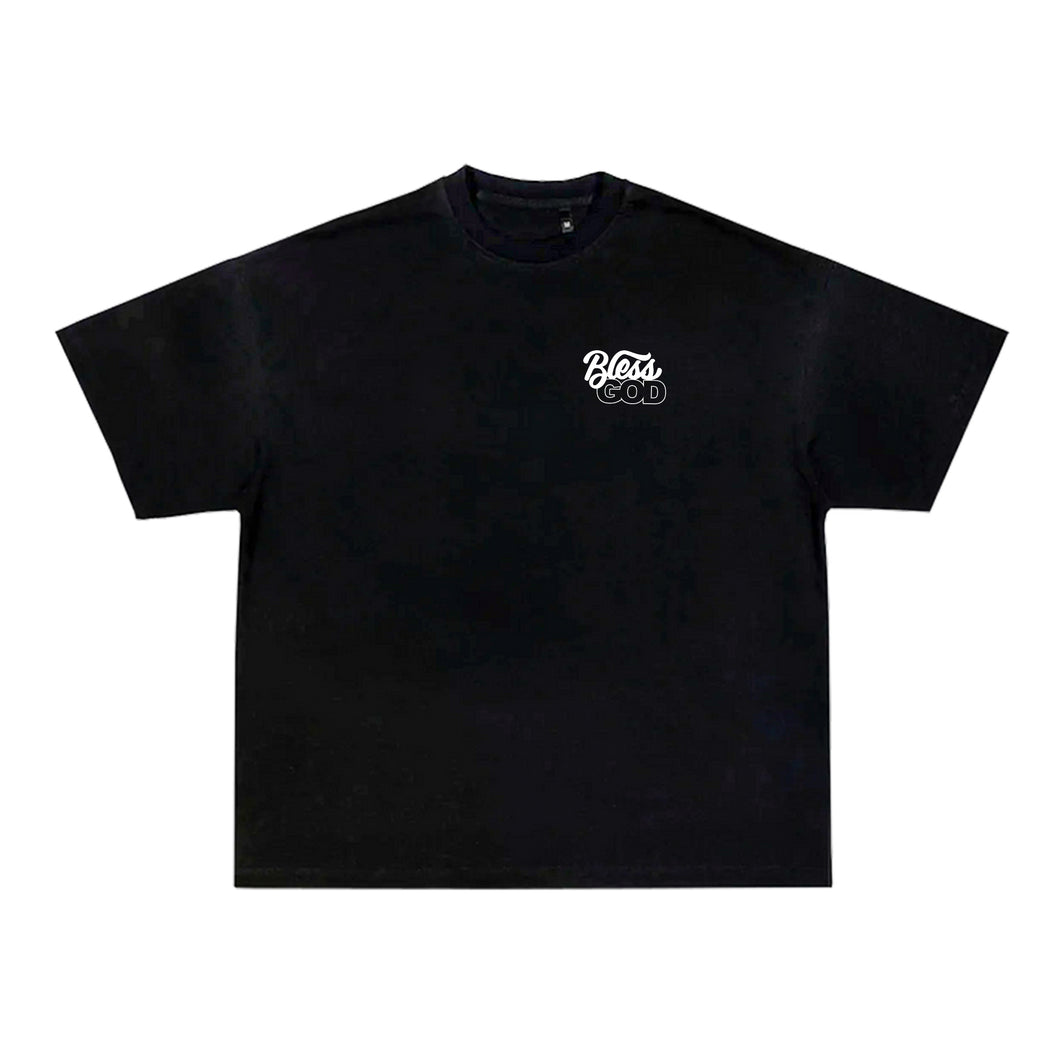 Embroidered Black Bless God Shirt