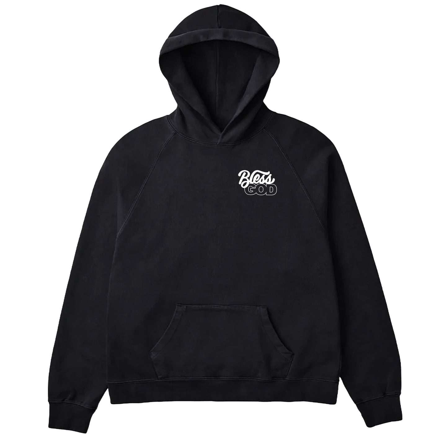 Black French Terry Black Bless God Embroidered Hoodie