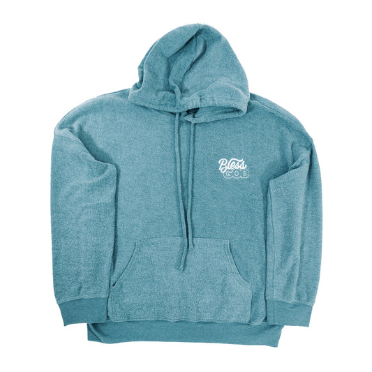 Heather Slate Bless God Embroidered Hoodie